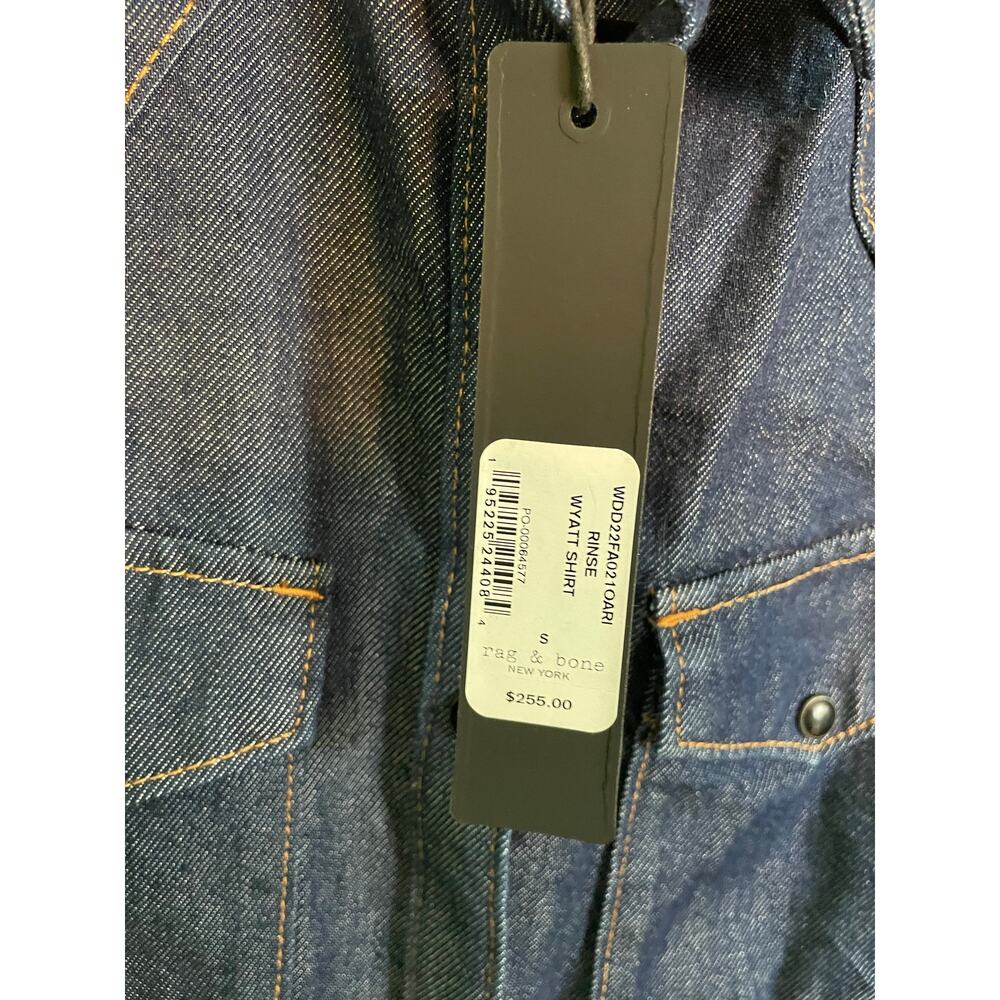 NWT Rag & Bone Wyatt Icon Snap Front Western Denim Shirt Dark Wash Size Small - Picture 4 of 9